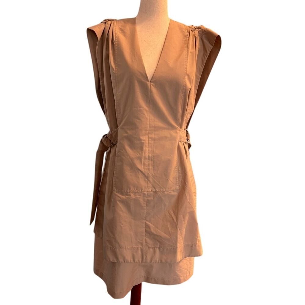 NWT 3.1 Phillip Lim V-Neck Side-Tie Cotton Poplin Dress 2 Pockets Unique 2 $650-